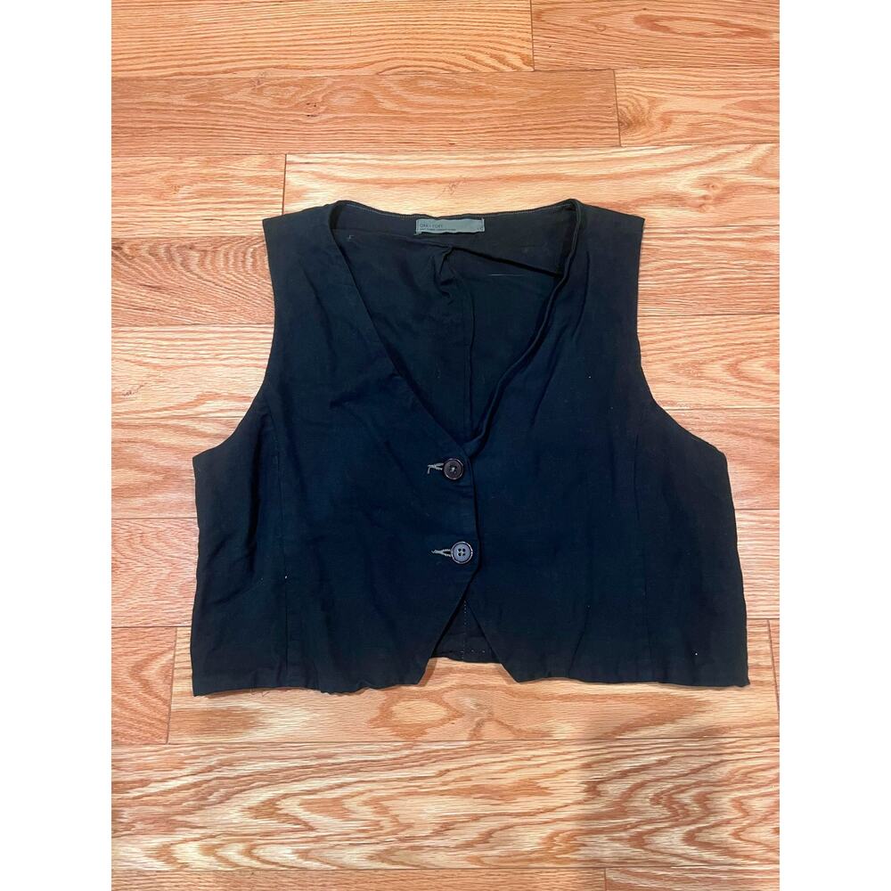 Oak + Fort Linen/Cotton Blend Cropped Vest Small - Part of a set sold separately